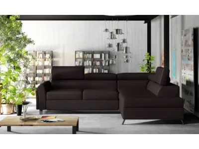 NABBI Korense P rohová sedačka s rozkladom a úložným priestorom tmavohnedá (Soft 66)