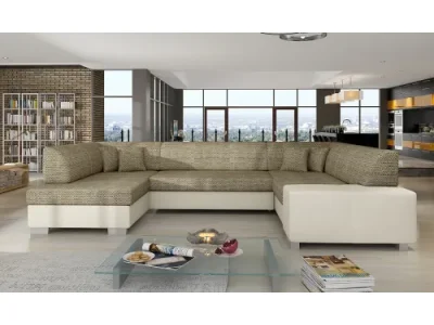 NABBI Halvega P rohová sedačka u s rozkladom a úložným priestorom cappuccino / béžová