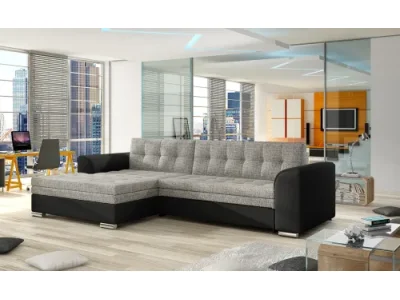 NABBI Caltanis L rohová sedačka s rozkladom sivá (Berlin 01) / čierna (Soft 11)