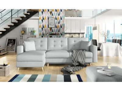 NABBI Aveza L/P rohová sedačka s rozkladom a úložným priestorom svetlosivá (Solid 09)