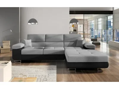 NABBI Alkazar P rohová sedačka s rozkladom a úložným priestorom svetlosivá (Monolith 84) / čierna (Monolith 97)