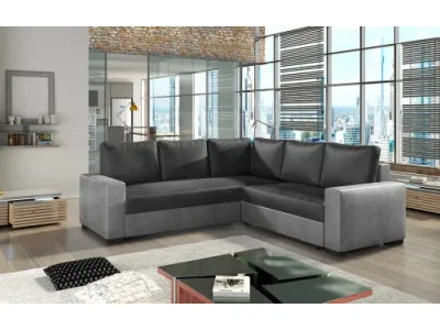 NABBI Calabria L/P rohová sedačka s rozkladom a úložným priestorom čierna / svetlosivá