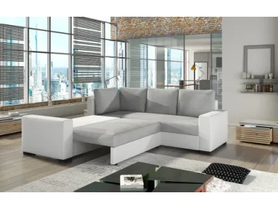 Detail produktu NABBI Calabria L/P rohová sedačka s rozkladom a úložným priestorom čierna / svetlosivá