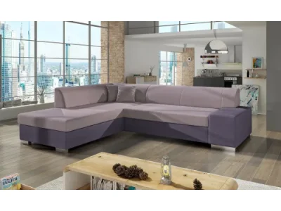 NABBI Pinero L rohová sedačka s rozkladom a úložným priestorom ružová / fialová