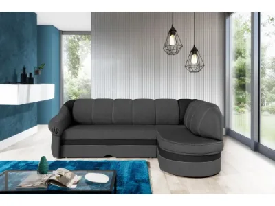 Detail produktu NABBI Belluno P rohová sedačka s rozkladom a úložným priestorom sivá (Sawana 05) / čierna (Soft 11)