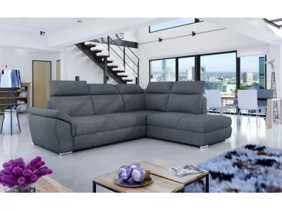 NABBI Leren P rohová sedačka s rozkladom a úložným priestorom tmavosivá (Inari 96)