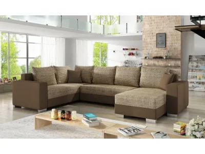 NABBI Mariano L rohová sedačka u s rozkladom a úložným priestorom cappuccino / hnedá