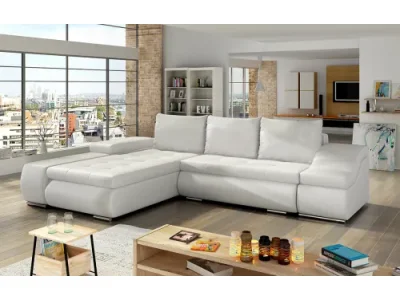 NABBI Oristano L rohová sedačka s rozkladom a úložným priestorom biela