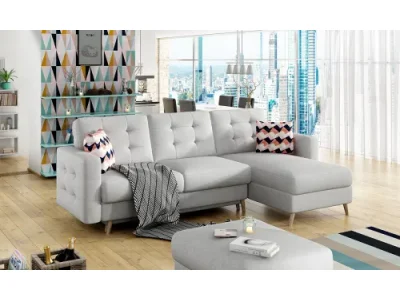 NABBI Aveza L/P rohová sedačka s rozkladom a úložným priestorom svetlosivá (Sawana 21)