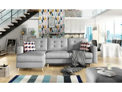 NABBI Aveza L/P rohová sedačka s rozkladom a úložným priestorom sivá / vzor