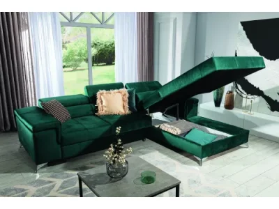 Detail produktu NABBI Rosino P rohová sedačka s rozkladom a úložným priestorom svetlosivá / čierna