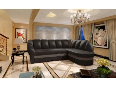 Detail produktu NABBI Belluno P rohová sedačka s rozkladom a úložným priestorom hnedá / tmavohnedá