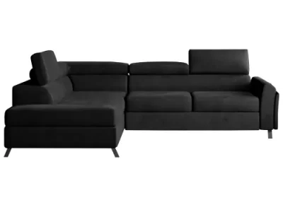 Detail produktu NABBI Korense L rohová sedačka s rozkladom a úložným priestorom čierna (Velvet Mat 99)
