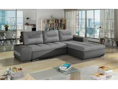 NABBI Otelo P rohová sedačka s rozkladom a úložným priestorom svetlosivá / sivá