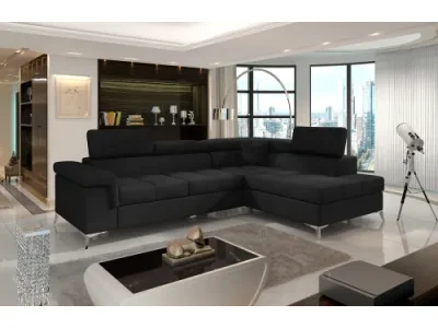 NABBI Enna P rohová sedačka s rozkladom a úložným priestorom čierna (Sawana 14)