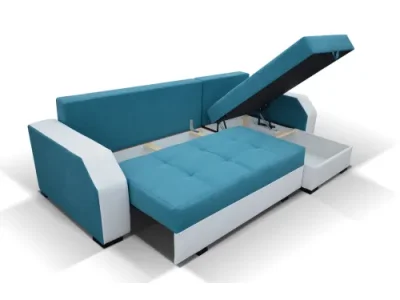 Detail produktu NABBI Asti L/P rohová sedačka s rozkladom a úložným priestorom čierna (Sawana 14) / biela (Soft 17)