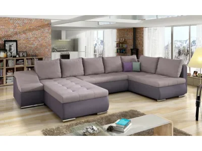 NABBI Grosseto P rohová sedačka u s rozkladom a úložným priestorom ružová / fialová