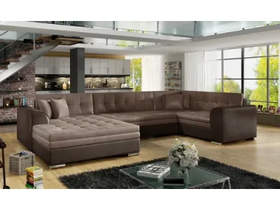 NABBI Deramo U P rohová sedačka u s rozkladom hnedá / tmavohnedá