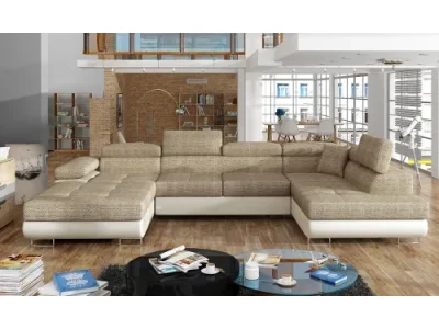 NABBI Rossano U P rohová sedačka u s rozkladom cappuccino / béžová