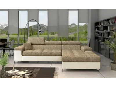 NABBI Rosino P rohová sedačka s rozkladom a úložným priestorom cappuccino / béžová