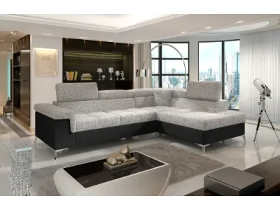 NABBI Enna P rohová sedačka s rozkladom a úložným priestorom sivá / čierna