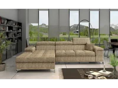 NABBI Rosino L rohová sedačka s rozkladom a úložným priestorom cappuccino