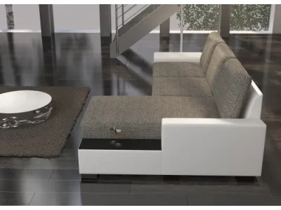 Detail produktu NABBI Nettuno P rohová sedačka s rozkladom a úložným priestorom béžová / biela