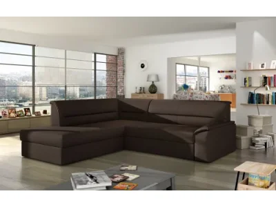 NABBI Estrela L rohová sedačka s rozkladom a úložným priestorom tmavohnedá