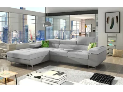 NABBI Alkazar L rohová sedačka s rozkladom a úložným priestorom svetlosivá / sivá / vzor