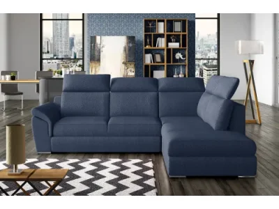 NABBI Leren P rohová sedačka s rozkladom a úložným priestorom tmavomodrá (Solar 79)