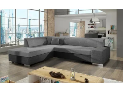 NABBI Pinero L rohová sedačka s rozkladom a úložným priestorom svetlosivá / sivá