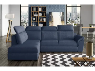 NABBI Leren L rohová sedačka s rozkladom a úložným priestorom tmavomodrá (Solar 79)