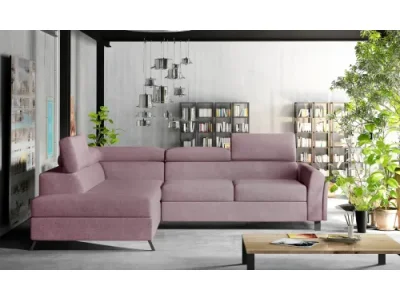 Detail produktu NABBI Korense L rohová sedačka s rozkladom a úložným priestorom ružová
