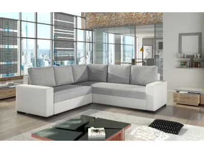 NABBI Calabria L/P rohová sedačka s rozkladom a úložným priestorom svetlosivá / biela