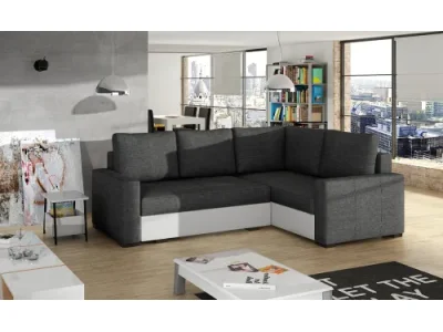 NABBI Castelo P rohová sedačka s rozkladom a úložným priestorom sivá (Sawana 05) / biela (Soft 17)