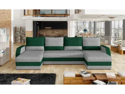 NABBI Murino L/P rohová sedačka u s rozkladom a úložným priestorom svetlosivá / tmavozelená