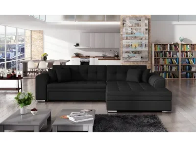 NABBI Salerno P rohová sedačka s rozkladom čierna