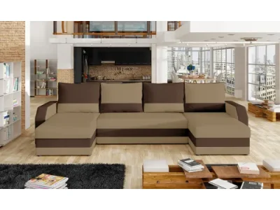 NABBI Murino L/P rohová sedačka u s rozkladom a úložným priestorom svetlohnedá / tmavohnedá