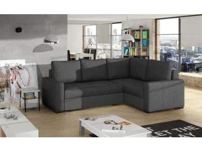 NABBI Castelo P rohová sedačka s rozkladom a úložným priestorom tmavosivá / sivá