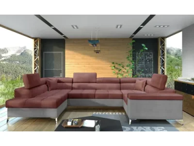 NABBI Torres U P rohová sedačka u s rozkladom a úložným priestorom bordová / svetlosivá