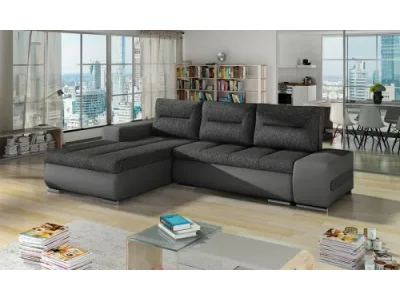 NABBI Otelo L rohová sedačka s rozkladom a úložným priestorom tmavosivá / sivá