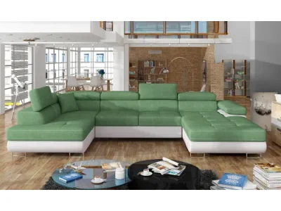 Detail produktu NABBI Rossano U L rohová sedačka u s rozkladom mentolová / biela