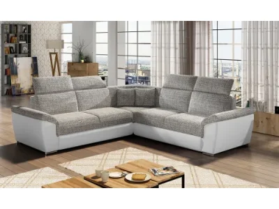 NABBI Feraro L/P rohová sedačka s rozkladom a úložným priestorom sivá (Berlin 01) / biela (Soft 17)