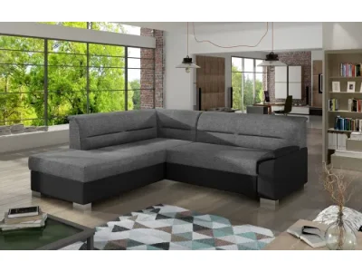 NABBI Balmi L rohová sedačka s rozkladom a úložným priestorom svetlosivá / čierna