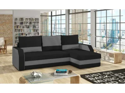 NABBI Ginzo L/P rohová sedačka s rozkladom a úložným priestorom čierna / sivá