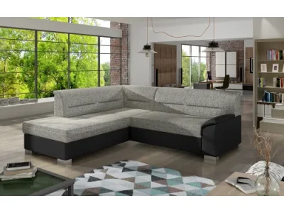 NABBI Balmi L rohová sedačka s rozkladom a úložným priestorom sivá / čierna
