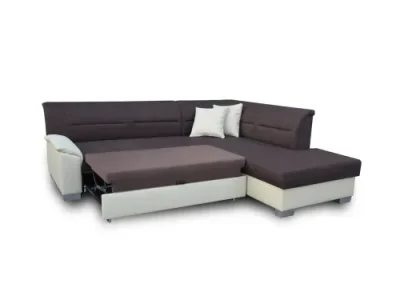 Detail produktu NABBI Balmi L rohová sedačka s rozkladom a úložným priestorom sivá / čierna