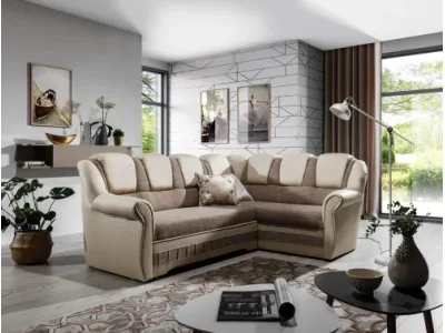 Detail produktu NABBI Latino II P rohová sedačka s rozkladom a úložným priestorom cappuccino / béžová