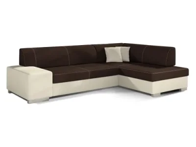 Detail produktu NABBI Ferol P rohová sedačka s rozkladom a úložným priestorom tmavohnedá / béžová