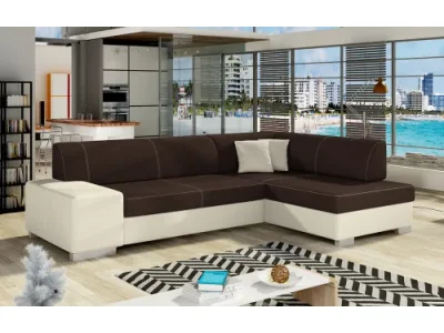 Detail produktu NABBI Ferol P rohová sedačka s rozkladom a úložným priestorom tmavohnedá / béžová